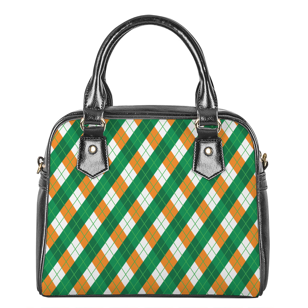 Irish Argyle Pattern Print Shoulder Handbag