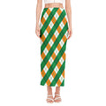 Irish Argyle Pattern Print Side Slit Maxi Skirt