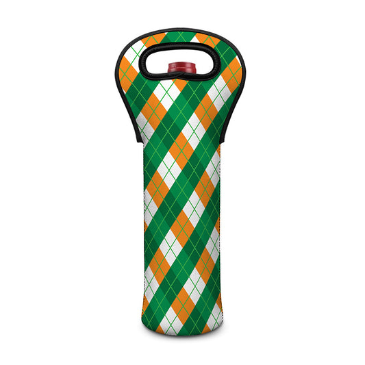 Irish Argyle Pattern Print Single Neoprene Wine Tote