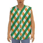 Irish Argyle Pattern Print Sleeveless Baseball Jersey