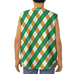 Irish Argyle Pattern Print Sleeveless Baseball Jersey