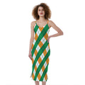 Irish Argyle Pattern Print Slim Fit Midi Cami Dress