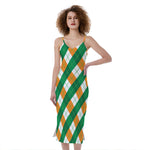 Irish Argyle Pattern Print Slim Fit Midi Cami Dress