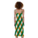 Irish Argyle Pattern Print Slim Fit Midi Cami Dress