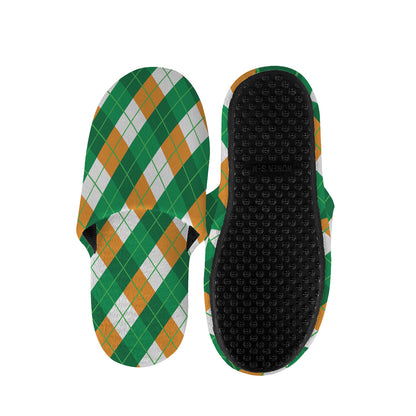 Irish Argyle Pattern Print Slippers
