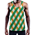 Irish Argyle Pattern Print Men's Workout Tank Top