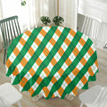 Irish Argyle Pattern Print Waterproof Round Tablecloth