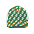 Irish Argyle Pattern Print White Mesh Trucker Hat
