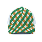 Irish Argyle Pattern Print White Mesh Trucker Cap