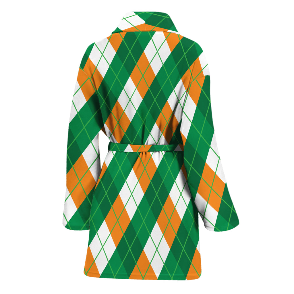 Irish Argyle Pattern Print Women's Bathrobe