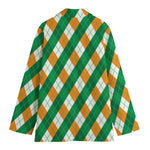 Irish Argyle Pattern Print Women's Blazer