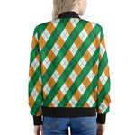 Irish Argyle Pattern Print Women's Bomber Jacket