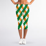 Irish Argyle Pattern Print Women's Capri Leggings