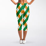 Irish Argyle Pattern Print Women's Capri Leggings