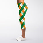 Irish Argyle Pattern Print Women's Capri Leggings