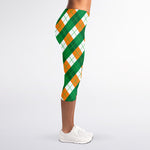 Irish Argyle Pattern Print Women's Capri Leggings