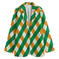Irish Argyle Pattern Print Women's Cotton Blazer