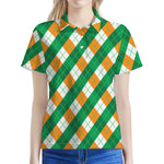 Irish Argyle Pattern Print Women's Polo Shirt