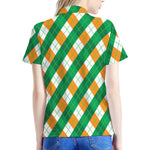 Irish Argyle Pattern Print Women's Polo Shirt