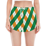 Irish Argyle Pattern Print Women's Split Running Shorts