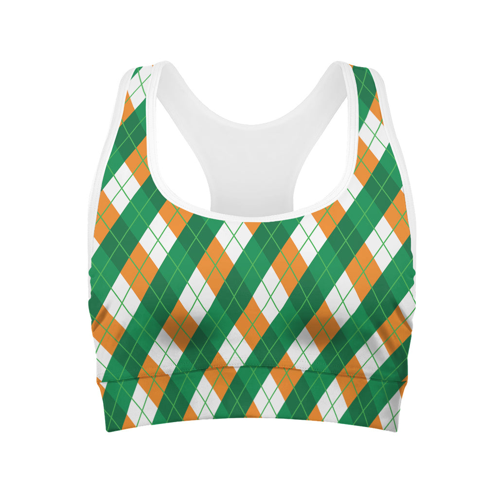 Irish Argyle Pattern Print Women's Sports Bra
