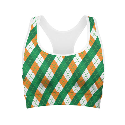 Irish Argyle Pattern Print Women's Sports Bra