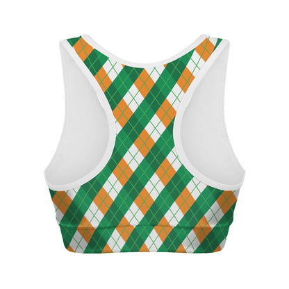 Irish Argyle Pattern Print Women's Sports Bra