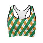 Irish Argyle Pattern Print Women's Sports Bra