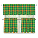 Irish Buffalo Check Pattern Print 3 Piece Kitchen Curtains
