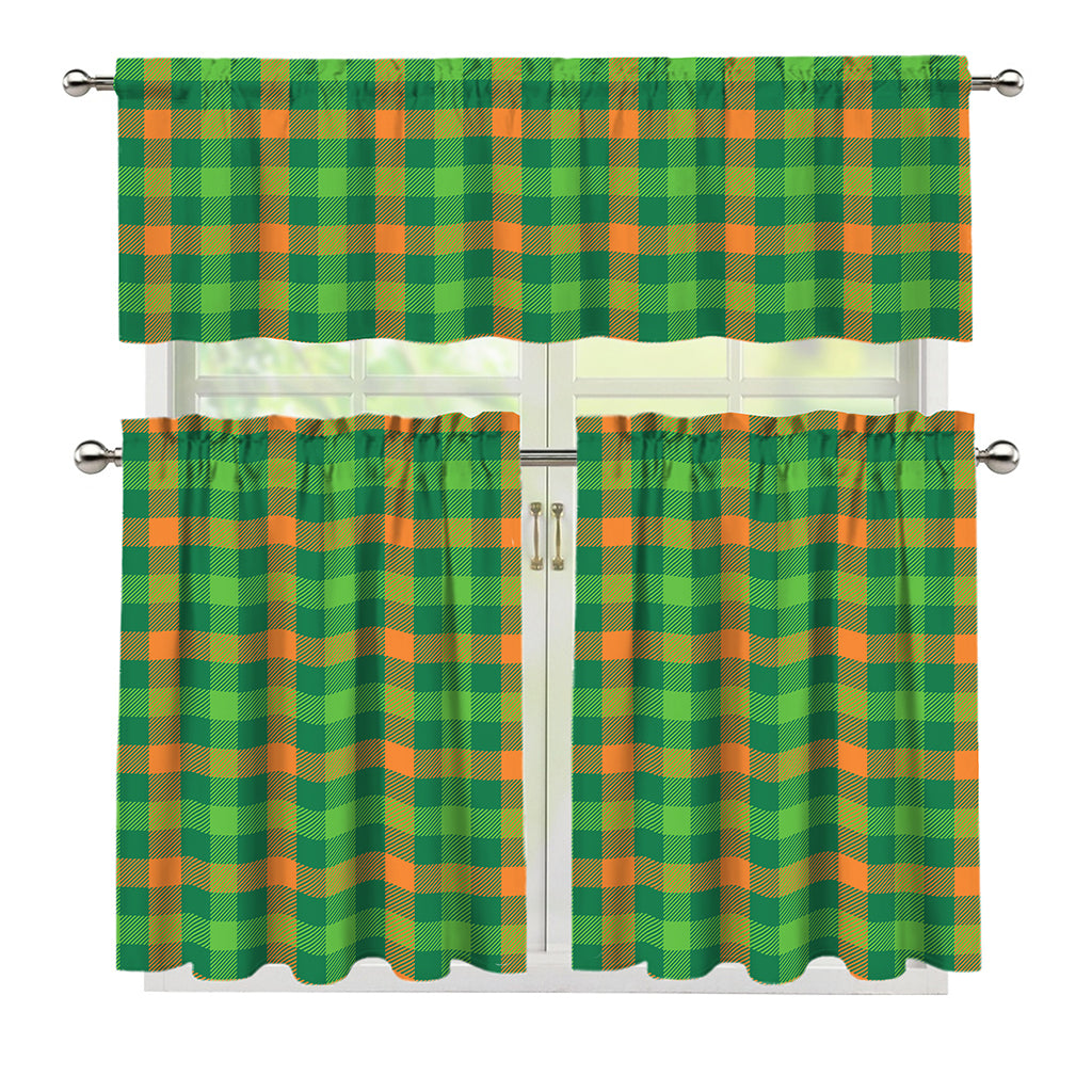 Irish Buffalo Check Pattern Print 3 Piece Kitchen Curtains