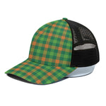 Irish Buffalo Check Pattern Print Black Mesh Trucker Cap