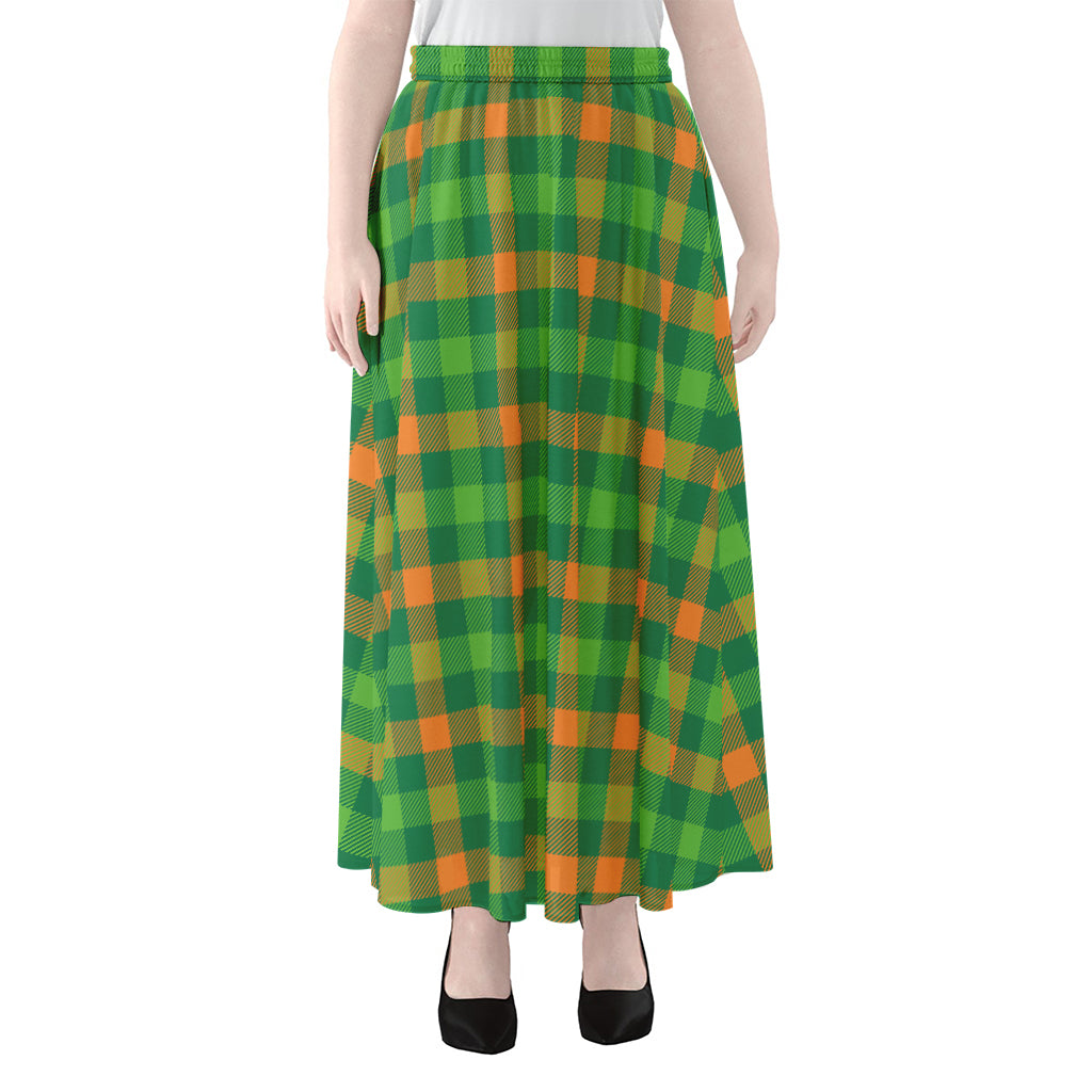 Irish Buffalo Check Pattern Print Chiffon Maxi Skirt