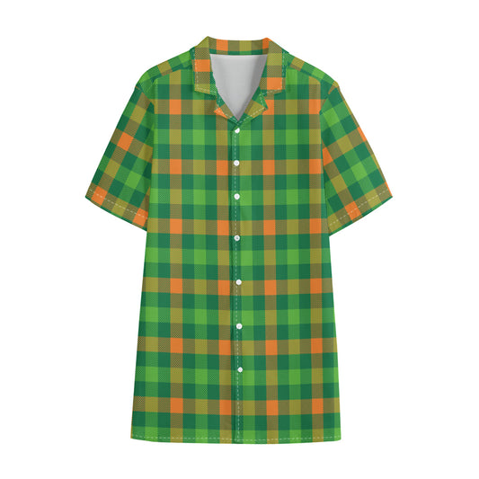 Irish Buffalo Check Pattern Print Cotton Hawaiian Shirt