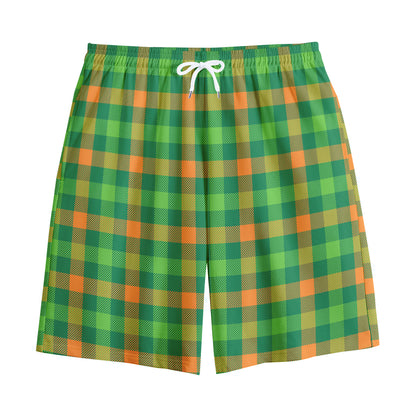 Irish Buffalo Check Pattern Print Cotton Shorts