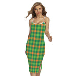 Irish Buffalo Check Pattern Print Cross Back Cami Dress