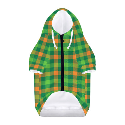 Irish Buffalo Check Pattern Print Dog Zip Up Hoodie