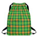Irish Buffalo Check Pattern Print Drawstring Backpack