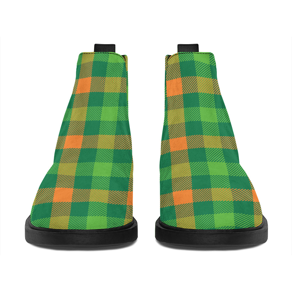 Irish Buffalo Check Pattern Print Flat Ankle Boots