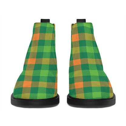 Irish Buffalo Check Pattern Print Flat Ankle Boots
