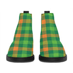 Irish Buffalo Check Pattern Print Flat Ankle Boots