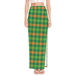 Irish Buffalo Check Pattern Print High Slit Maxi Skirt
