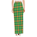 Irish Buffalo Check Pattern Print High Slit Maxi Skirt