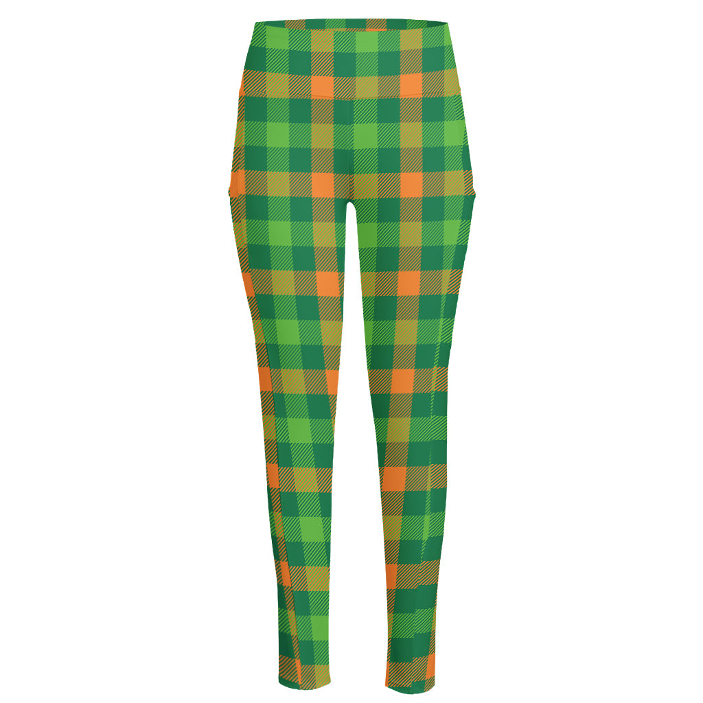 Irish Buffalo Check Pattern Print High-Waisted Pocket Leggings