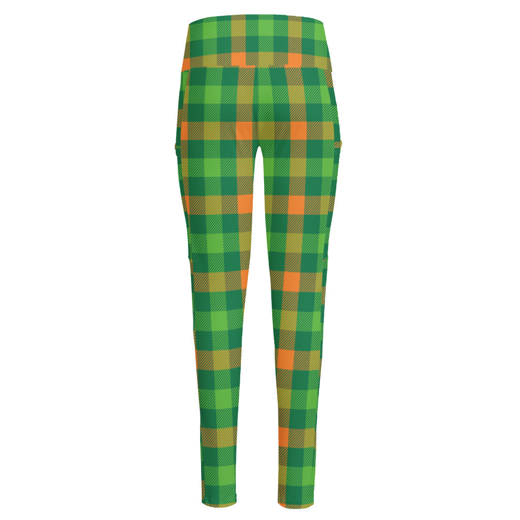 Irish Buffalo Check Pattern Print High-Waisted Pocket Leggings