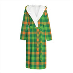 Irish Buffalo Check Pattern Print Hooded Bathrobe