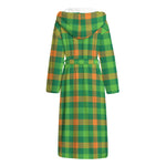 Irish Buffalo Check Pattern Print Hooded Bathrobe