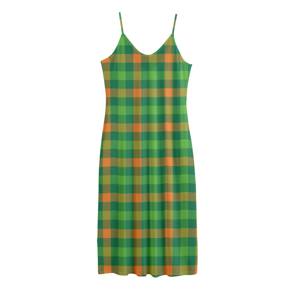 Irish Buffalo Check Pattern Print Jersey Midi Cami Dress
