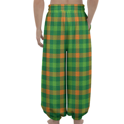 Irish Buffalo Check Pattern Print Lantern Pants