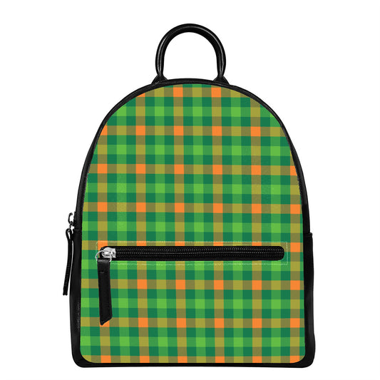 Irish Buffalo Check Pattern Print Leather Backpack