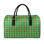 Irish Buffalo Check Pattern Print Leather Duffle Bag